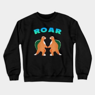 Cute Dinosaur Backtoschool Quote Roar Heart blue green Crewneck Sweatshirt